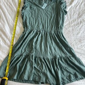 Loft Outlet Petite Large Sage Green Cotton Dress with Tags
